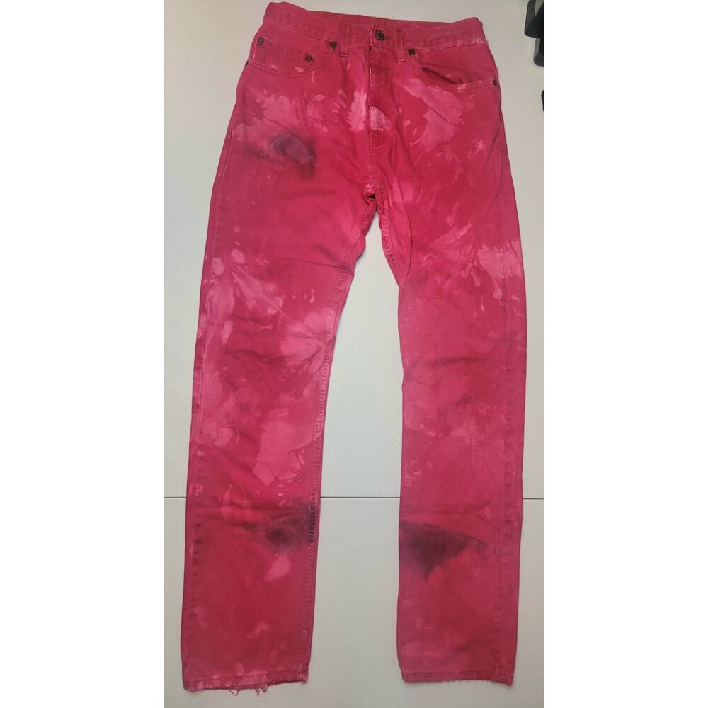 Levi's 505 Customized Jeans Regular Fit Tie Dye Denim Sz 31x34 Distressed Unique